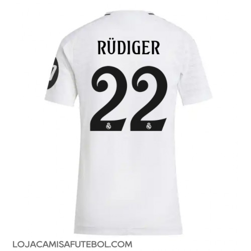 Camisa de Futebol Real Madrid Antonio Rudiger #22 Equipamento Principal Mulheres 2024-25 Manga Curta